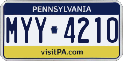 PA license plate MYY4210