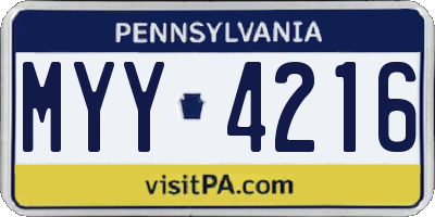 PA license plate MYY4216