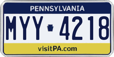 PA license plate MYY4218