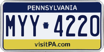 PA license plate MYY4220
