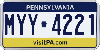 PA license plate MYY4221