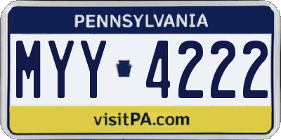 PA license plate MYY4222