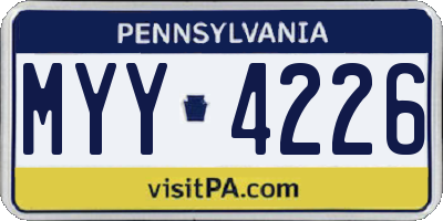 PA license plate MYY4226