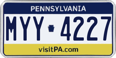 PA license plate MYY4227