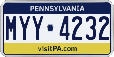 PA license plate MYY4232