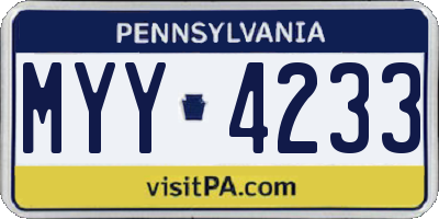 PA license plate MYY4233