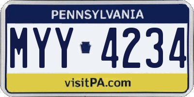 PA license plate MYY4234