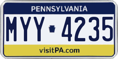 PA license plate MYY4235