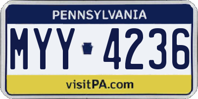 PA license plate MYY4236