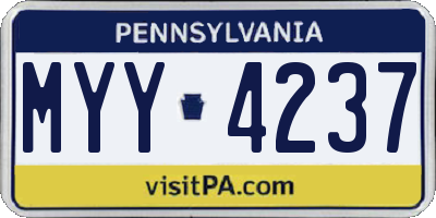 PA license plate MYY4237