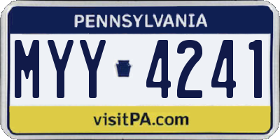 PA license plate MYY4241