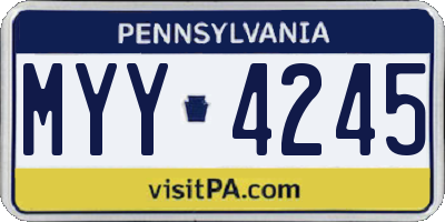 PA license plate MYY4245