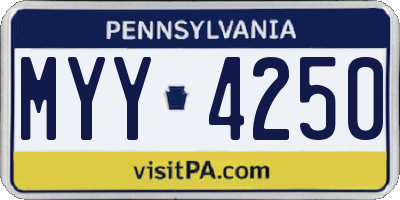 PA license plate MYY4250