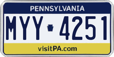 PA license plate MYY4251