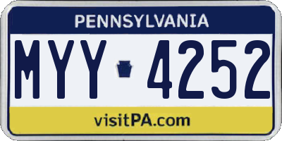 PA license plate MYY4252