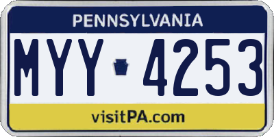 PA license plate MYY4253