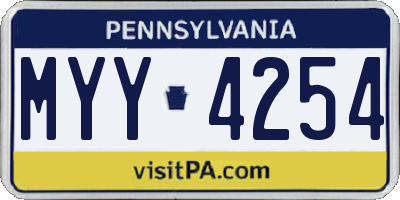 PA license plate MYY4254