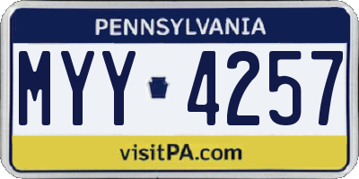 PA license plate MYY4257