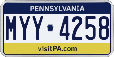 PA license plate MYY4258