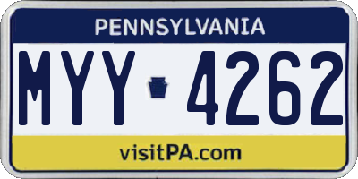 PA license plate MYY4262