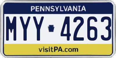 PA license plate MYY4263