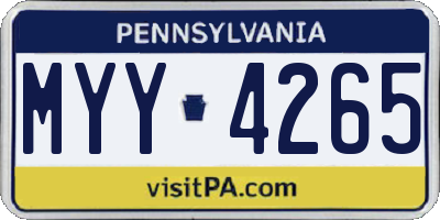 PA license plate MYY4265