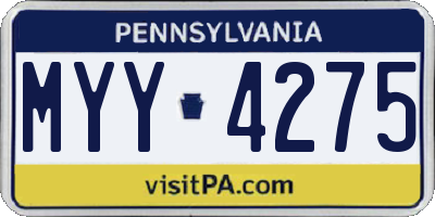 PA license plate MYY4275