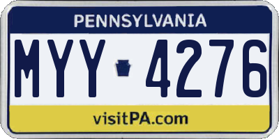 PA license plate MYY4276