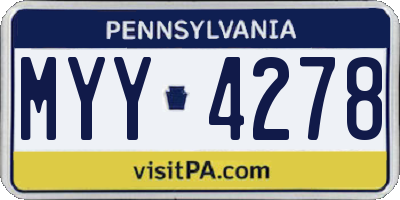 PA license plate MYY4278