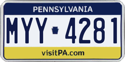 PA license plate MYY4281