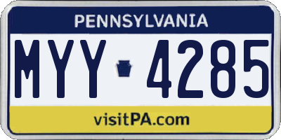 PA license plate MYY4285