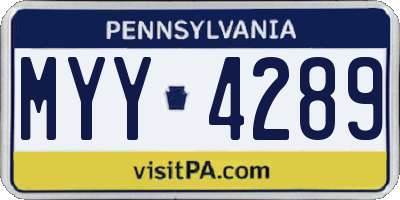 PA license plate MYY4289