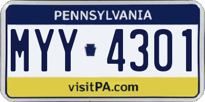 PA license plate MYY4301