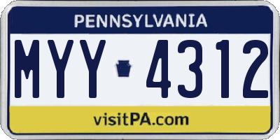 PA license plate MYY4312