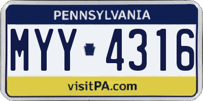 PA license plate MYY4316