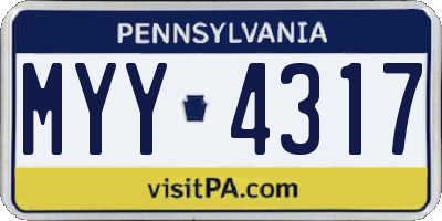 PA license plate MYY4317