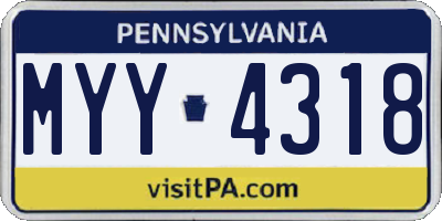 PA license plate MYY4318