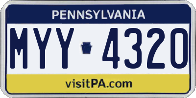 PA license plate MYY4320