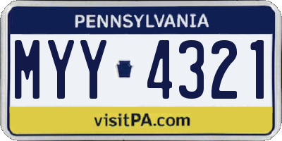 PA license plate MYY4321