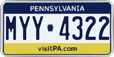 PA license plate MYY4322