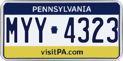 PA license plate MYY4323