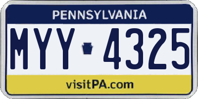 PA license plate MYY4325