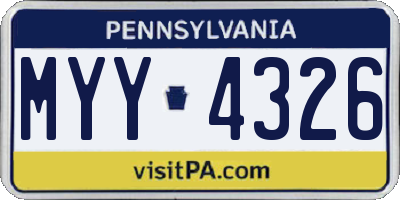 PA license plate MYY4326