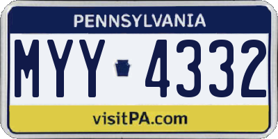 PA license plate MYY4332