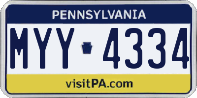 PA license plate MYY4334