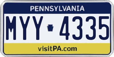 PA license plate MYY4335