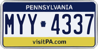 PA license plate MYY4337