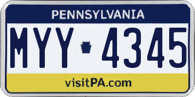 PA license plate MYY4345