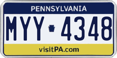 PA license plate MYY4348