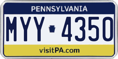 PA license plate MYY4350